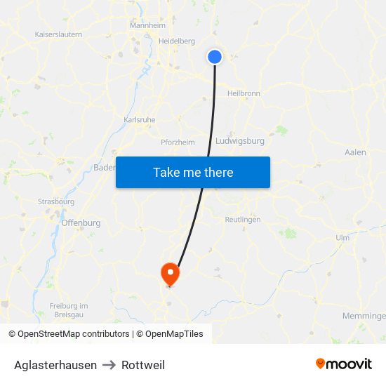 Aglasterhausen to Rottweil map