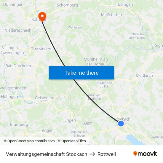 Verwaltungsgemeinschaft Stockach to Rottweil map