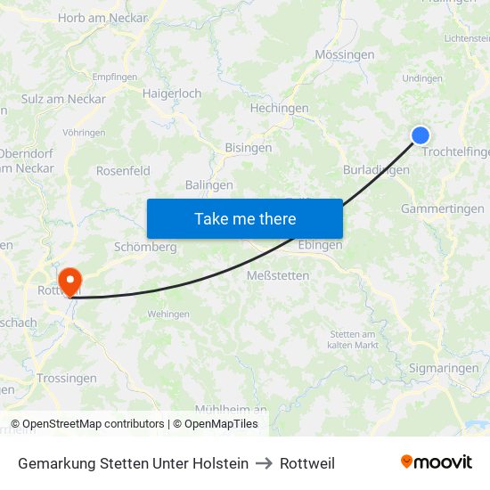 Gemarkung Stetten Unter Holstein to Rottweil map