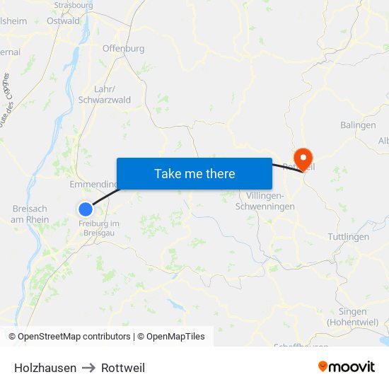 Holzhausen to Rottweil map