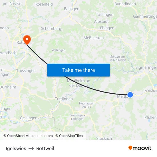 Igelswies to Rottweil map