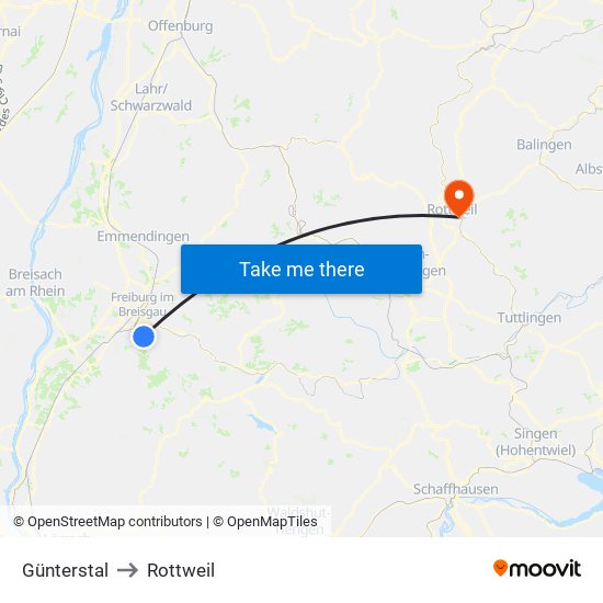 Günterstal to Rottweil map