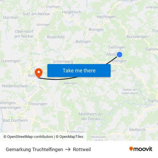 Gemarkung Truchtelfingen to Rottweil map
