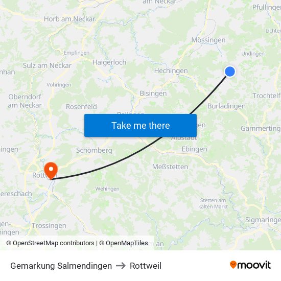 Gemarkung Salmendingen to Rottweil map