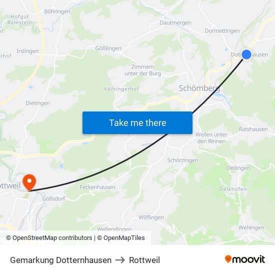 Gemarkung Dotternhausen to Rottweil map