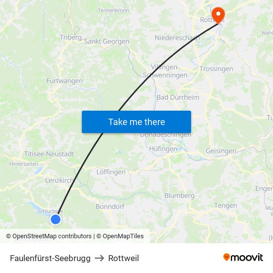 Faulenfürst-Seebrugg to Rottweil map