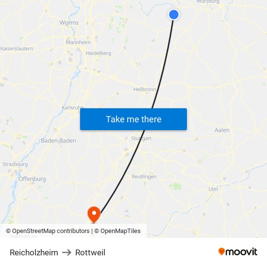 Reicholzheim to Rottweil map