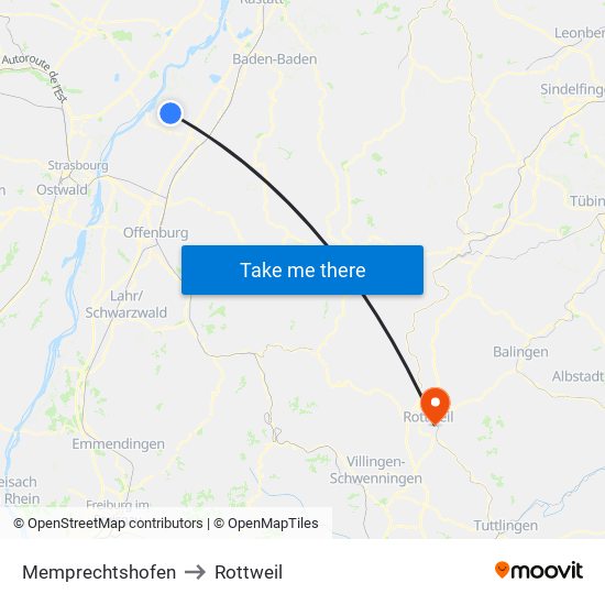 Memprechtshofen to Rottweil map