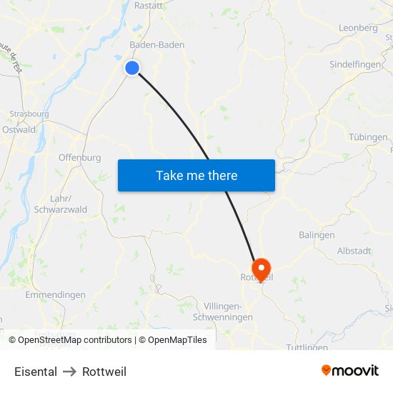 Eisental to Rottweil map