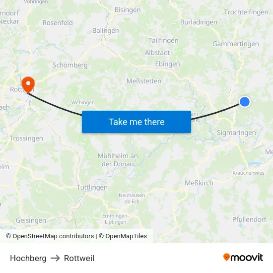 Hochberg to Rottweil map