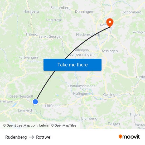 Rudenberg to Rottweil map