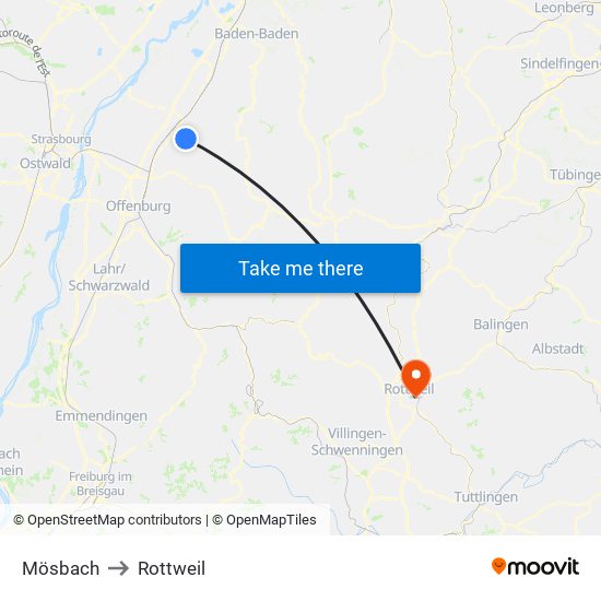 Mösbach to Rottweil map