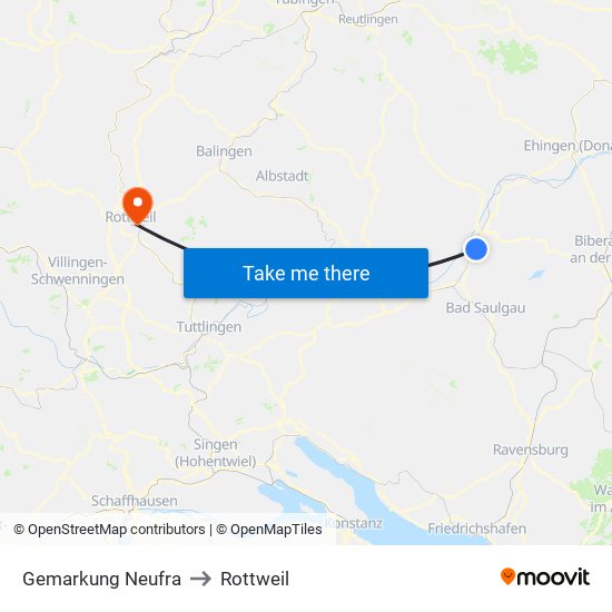 Gemarkung Neufra to Rottweil map