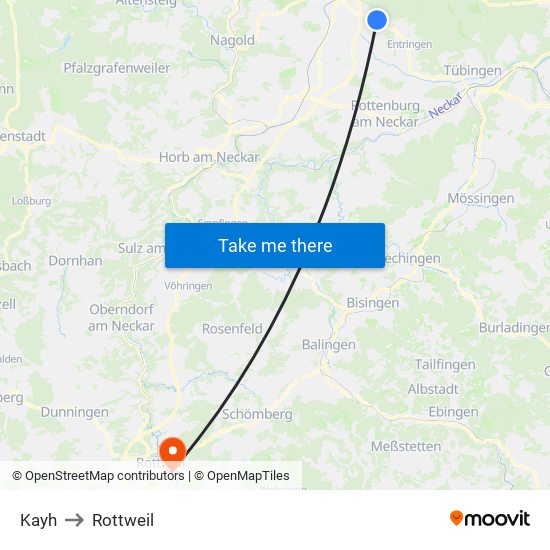 Kayh to Rottweil map