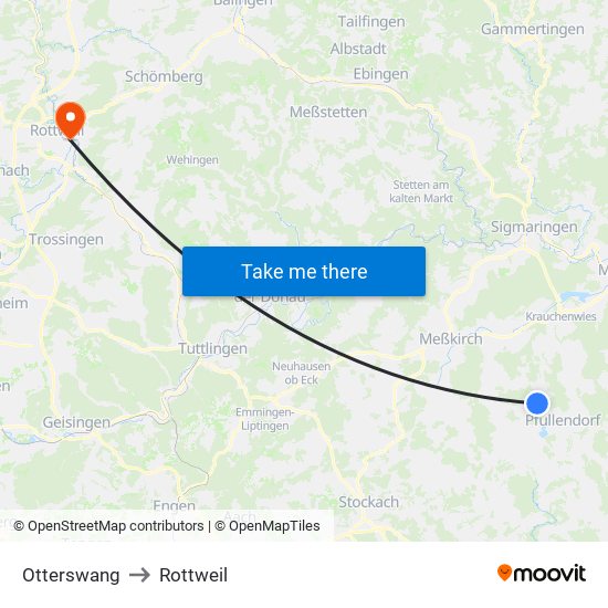 Otterswang to Rottweil map