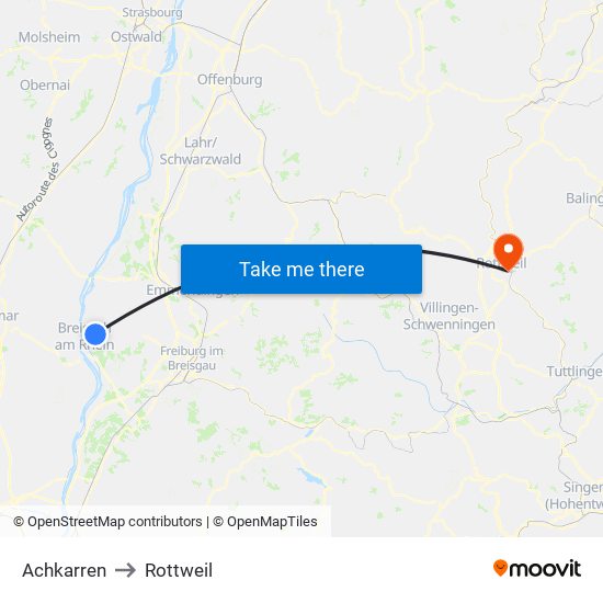 Achkarren to Rottweil map