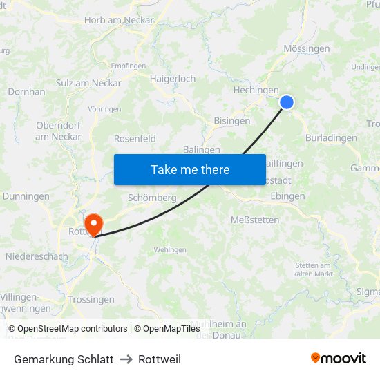 Gemarkung Schlatt to Rottweil map