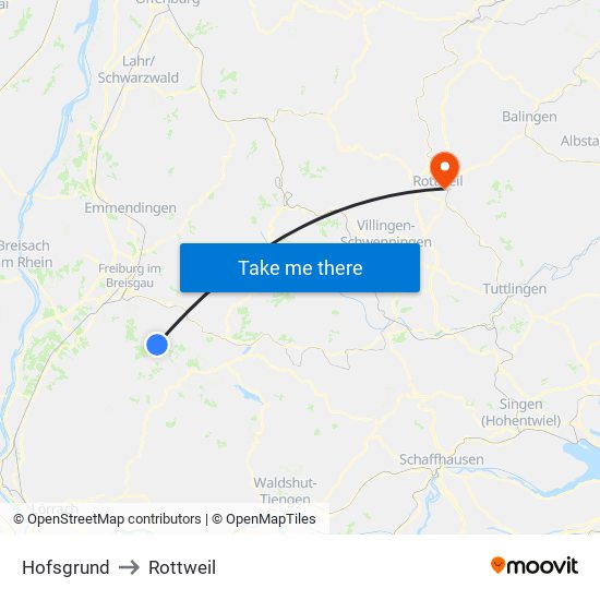 Hofsgrund to Rottweil map