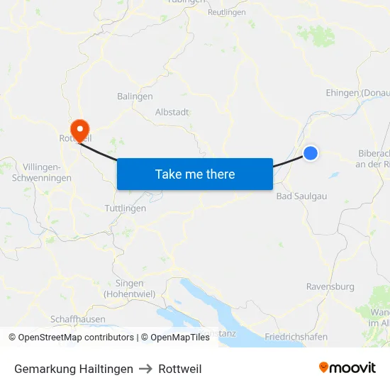 Gemarkung Hailtingen to Rottweil map
