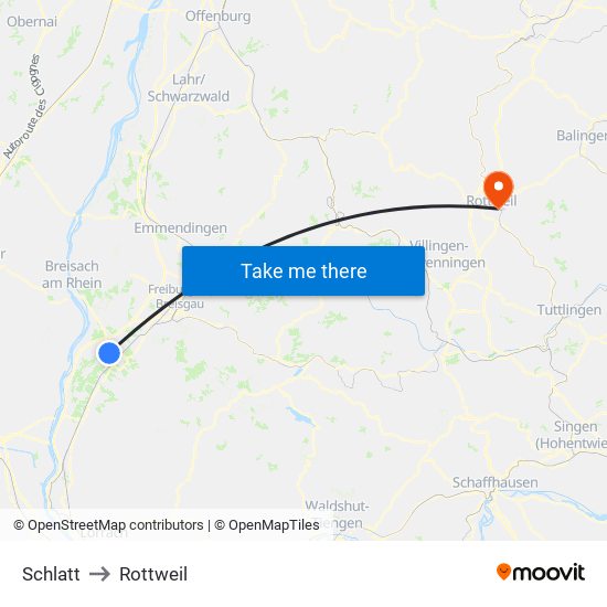 Schlatt to Rottweil map