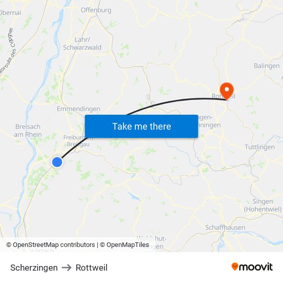 Scherzingen to Rottweil map