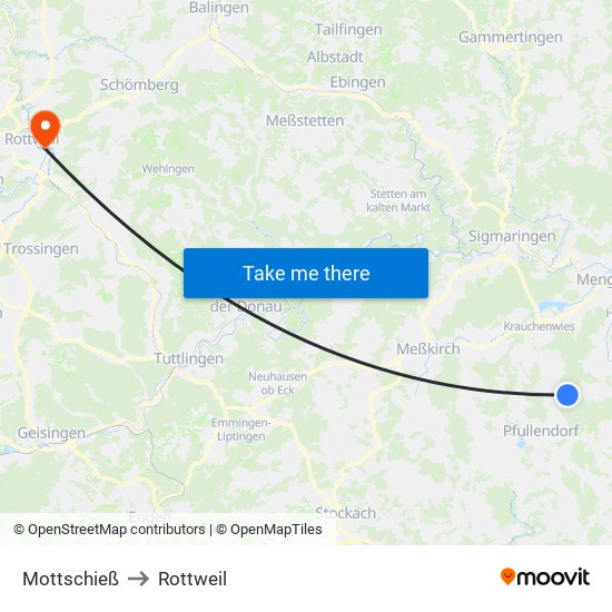 Mottschieß to Rottweil map