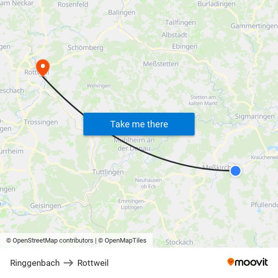Ringgenbach to Rottweil map