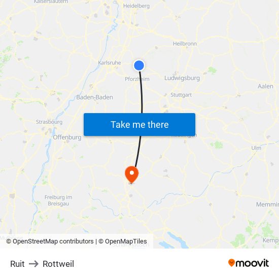 Ruit to Rottweil map