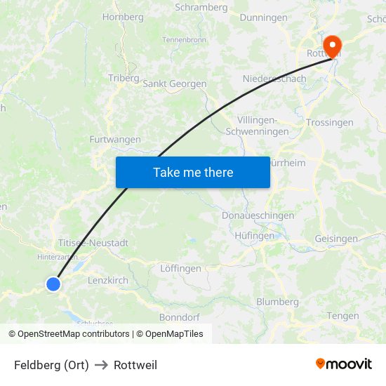 Feldberg (Ort) to Rottweil map