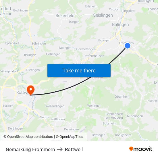 Gemarkung Frommern to Rottweil map