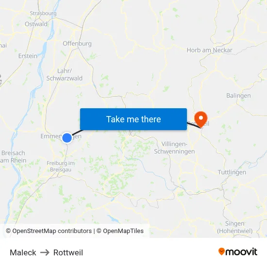 Maleck to Rottweil map