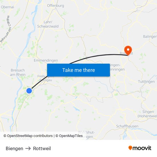 Biengen to Rottweil map