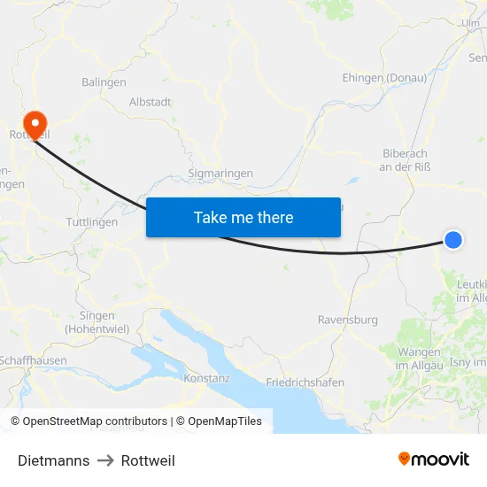Dietmanns to Rottweil map