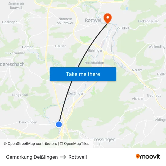Gemarkung Deißlingen to Rottweil map