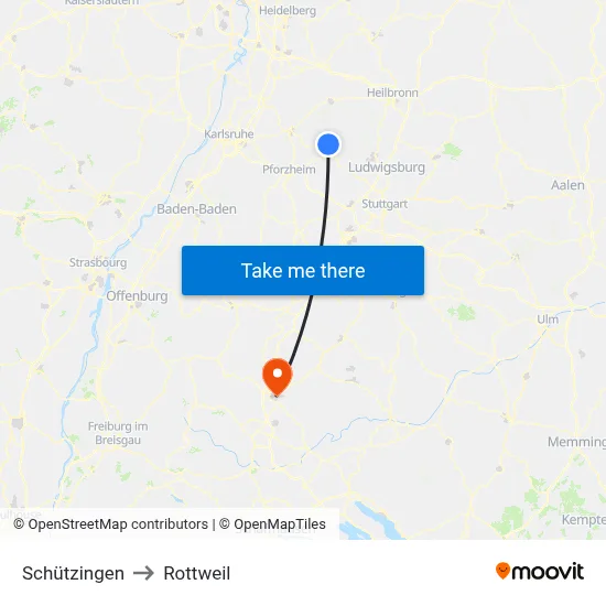 Schützingen to Rottweil map