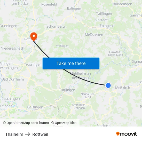Thalheim to Rottweil map