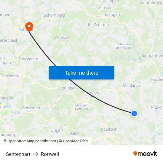 Sentenhart to Rottweil map