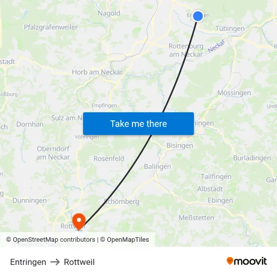 Entringen to Rottweil map
