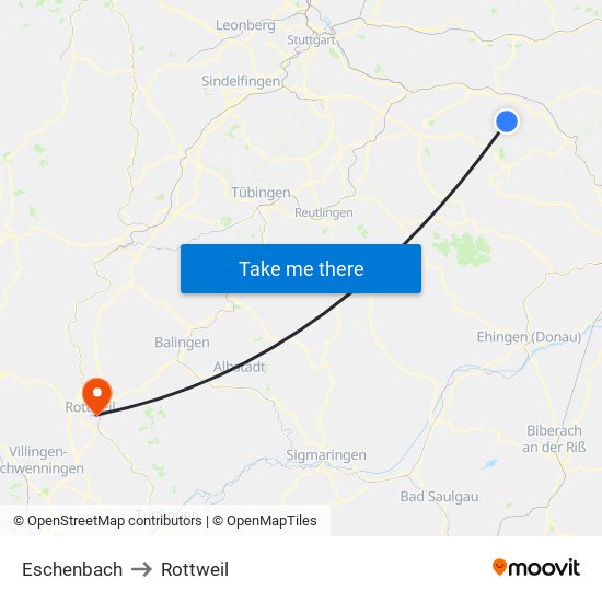 Eschenbach to Rottweil map