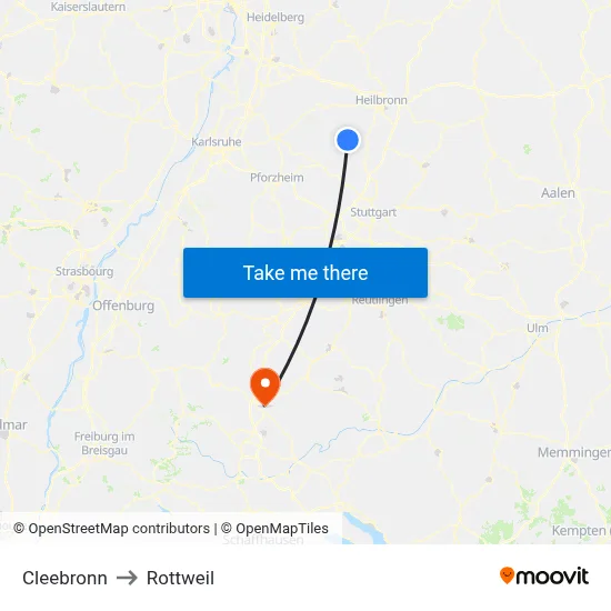 Cleebronn to Rottweil map
