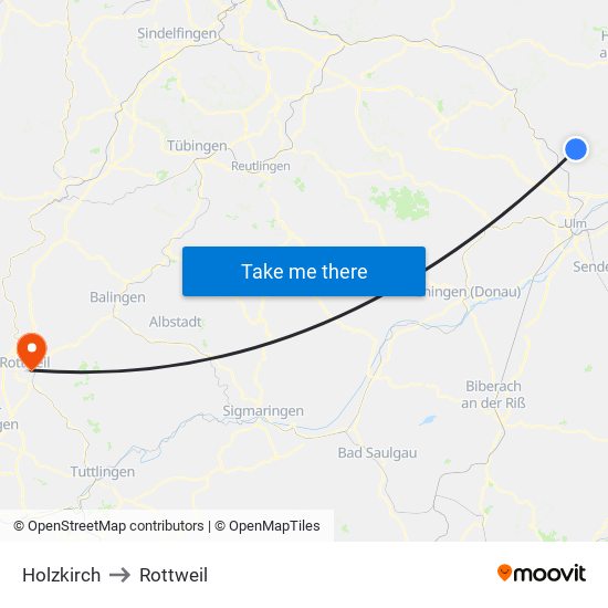 Holzkirch to Rottweil map