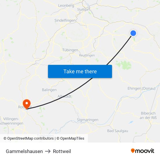 Gammelshausen to Rottweil map