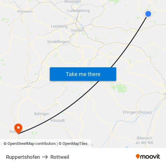 Ruppertshofen to Rottweil map