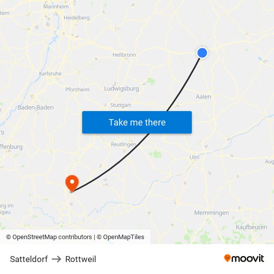 Satteldorf to Rottweil map