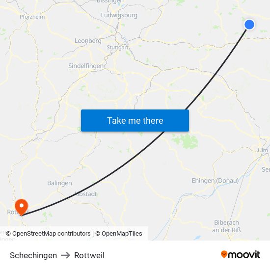 Schechingen to Rottweil map