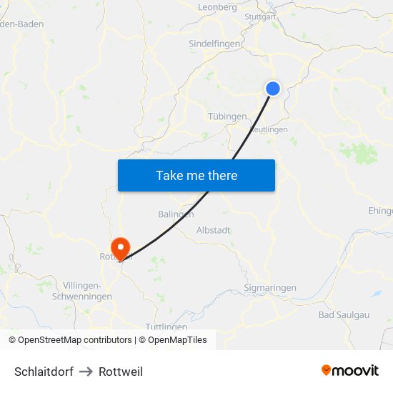 Schlaitdorf to Rottweil map