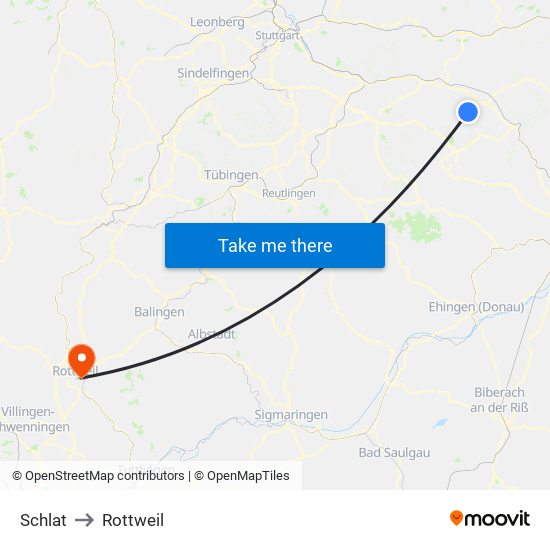 Schlat to Rottweil map