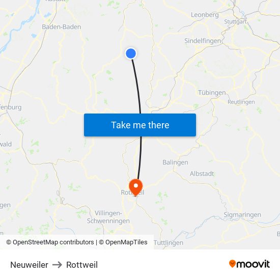 Neuweiler to Rottweil map