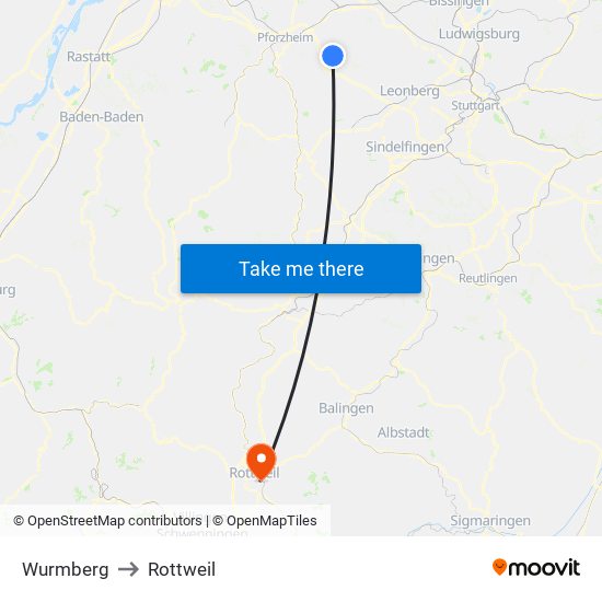 Wurmberg to Rottweil map