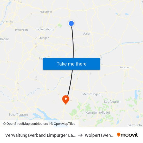 Verwaltungsverband Limpurger Land to Wolpertswende map